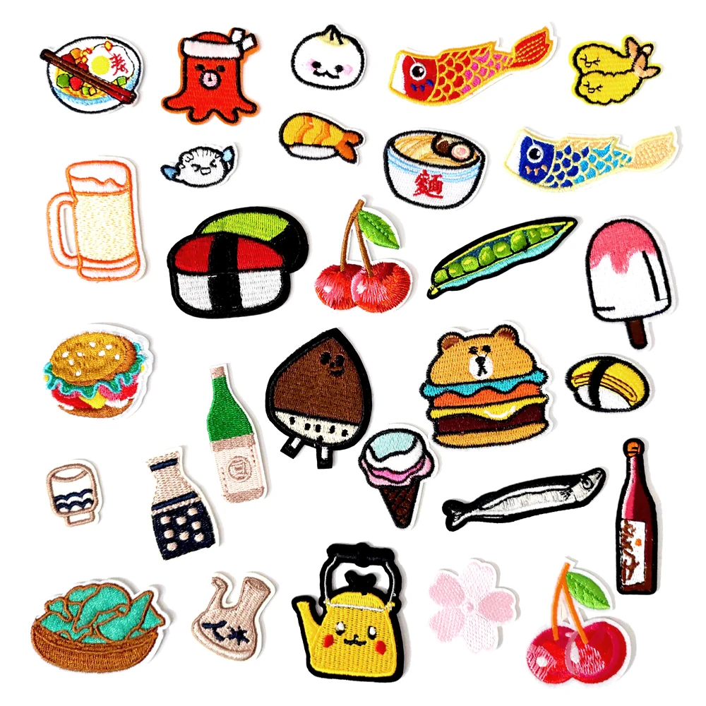 Poisson Sushi nourriture fer sur Patch vêtements brodé couture Applique coudre sur tissu Badge vêtements accessoires patchs